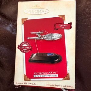 Hallmark Star Trek Enterprise Ornament with Red and Silver Accents